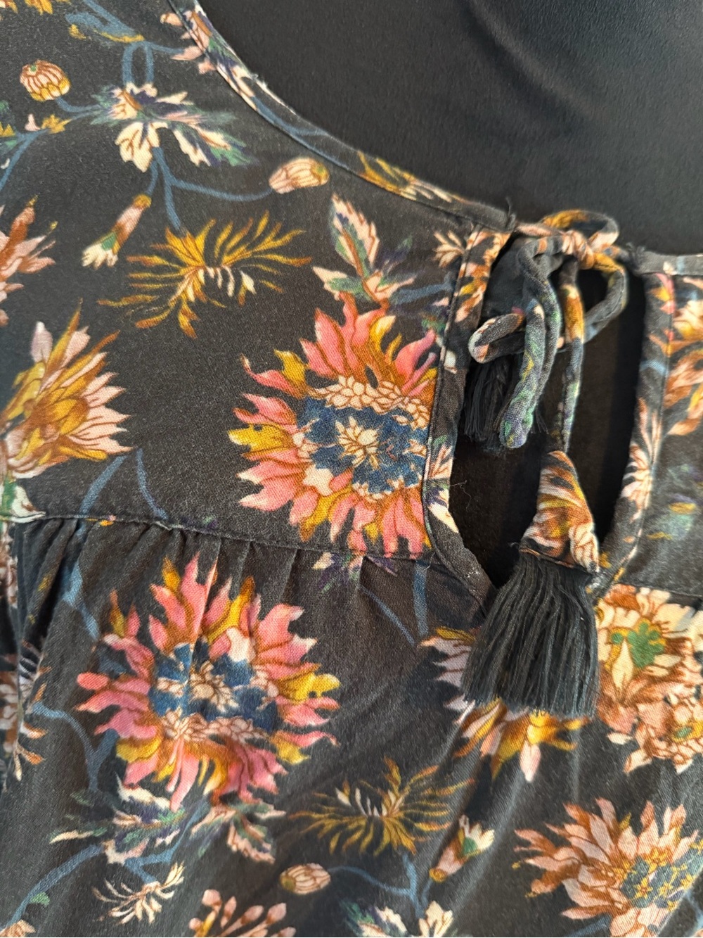 Natural Life Babydoll Boho Floral Paisley Top 3/4 Sleeve - Picture 3 of 7